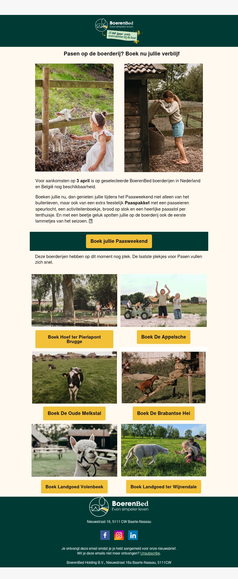 Pasen op de boerderij? Er is nog plek — maar niet lang meer Pasen op de boerderij? Er is nog plek — maar niet lang meer