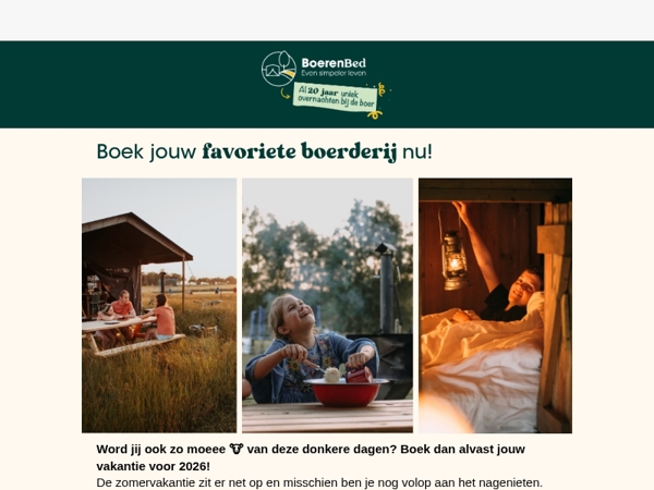 Mis het niet: vroege boekingen voor 2026 zijn voordelig!