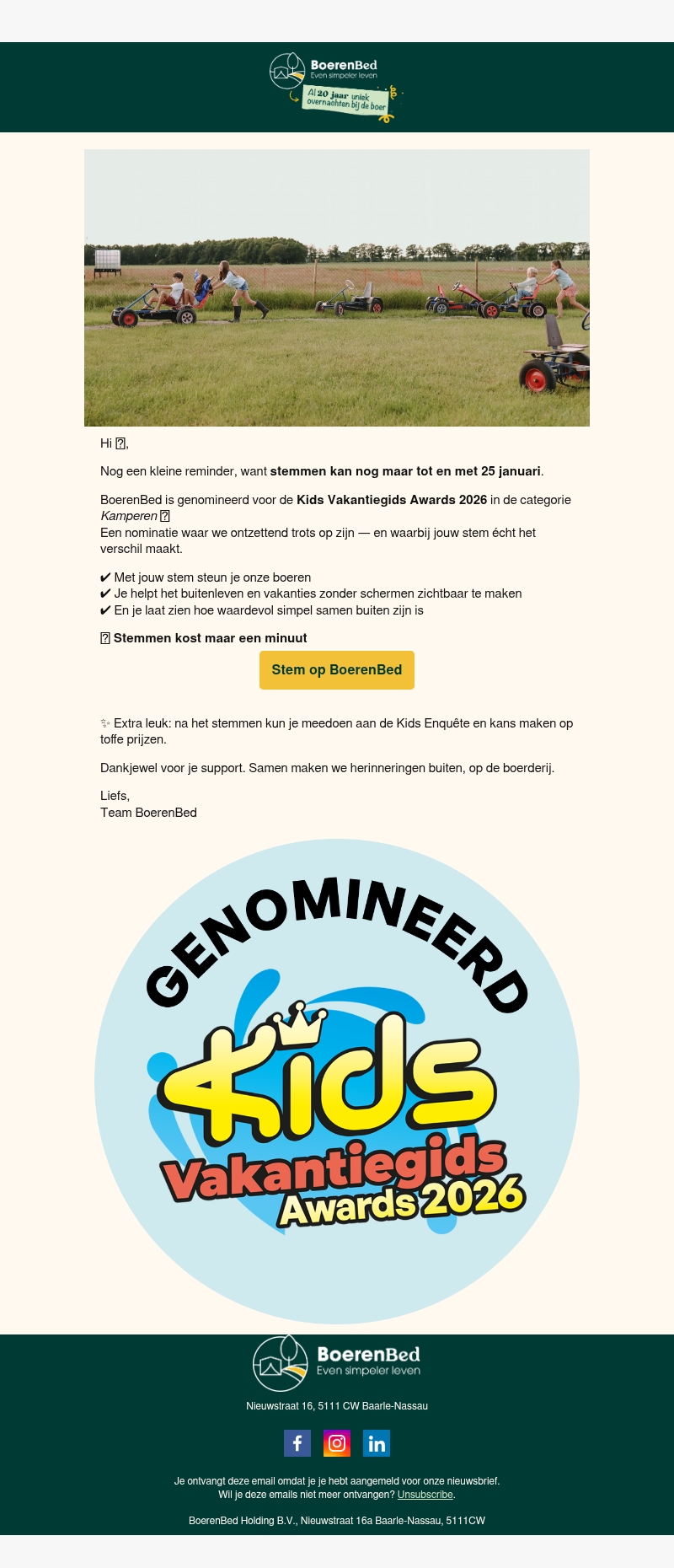 ⏰ Laatste kans: stem op BoerenBed ⏰ Laatste kans: stem op BoerenBed