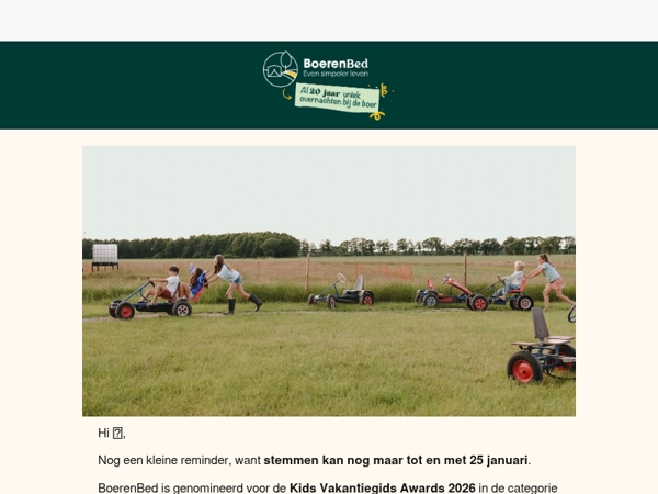 ⏰  Laatste kans: stem op BoerenBed