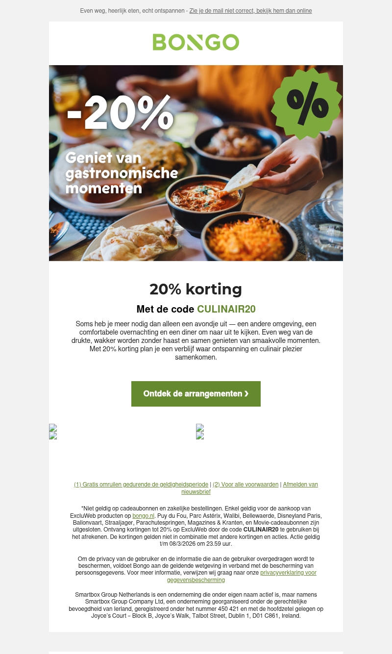 20% korting op overnachtingen met culinair genieten 20% korting op overnachtingen met culinair genieten