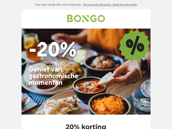 20% korting op overnachtingen met culinair genieten