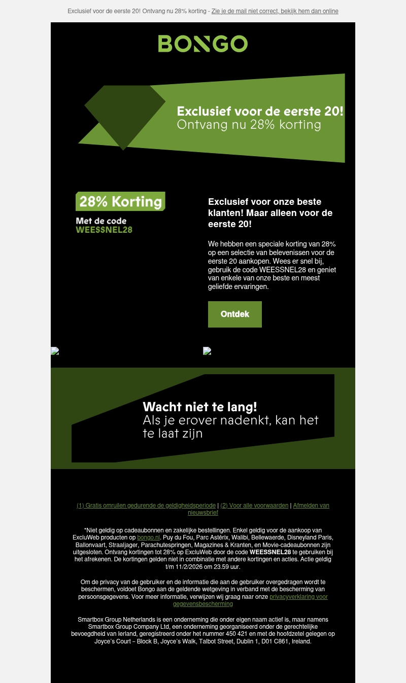 Alleen voor de eerste 20! Ontvang nu 28% korting Alleen voor de eerste 20! Ontvang nu 28% korting