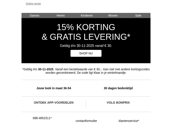 15% korting op ALLES & GRATIS levering 🥳