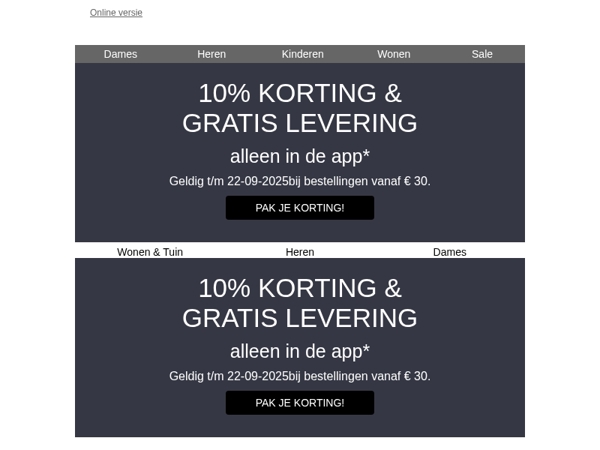 APP DAYS: 10% korting & gratis levering