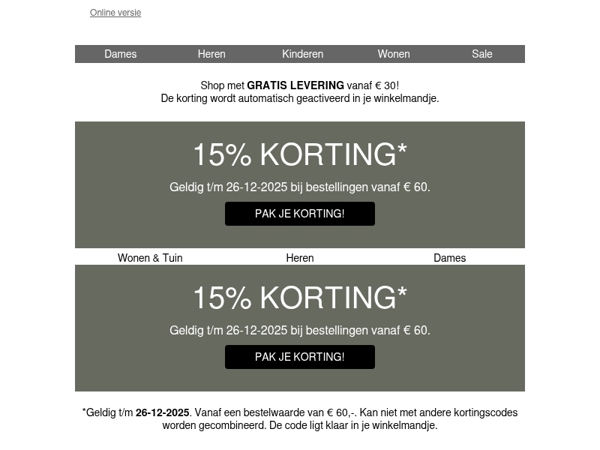 Alleen vandaag nog: 15% korting voor de feestdagen 🎄