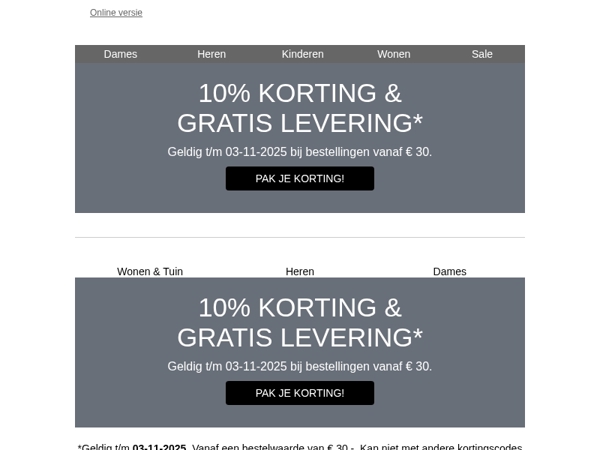 Alleen vandaag: 10% korting & gratis levering