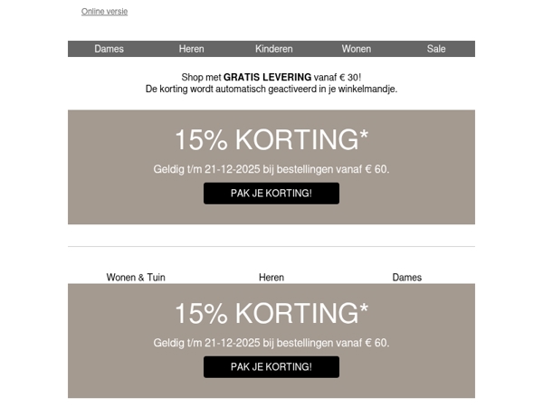 Ons cadeau: 15% korting 🎁