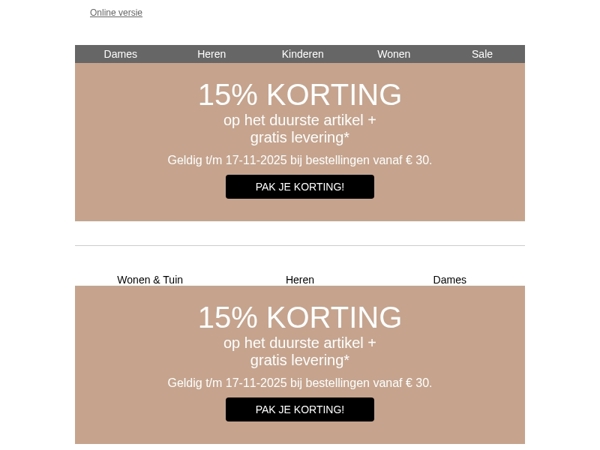 -15% op het duurste artikel & gratis levering voor jou! 🚀