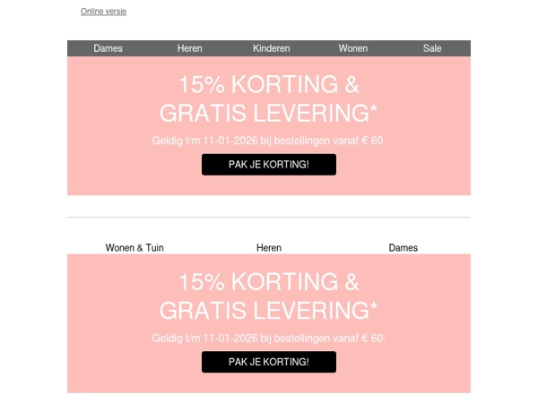 Alleen vandaag: 15% korting & gratis levering
