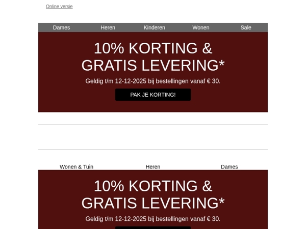 Mis 't niet: 10 korting & gratis levering