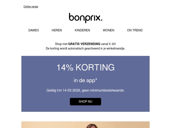 Voor Valentijnsdag: 14% korting in de app