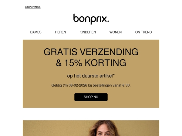 Alleen vandaag: -15% op het duurste artikel