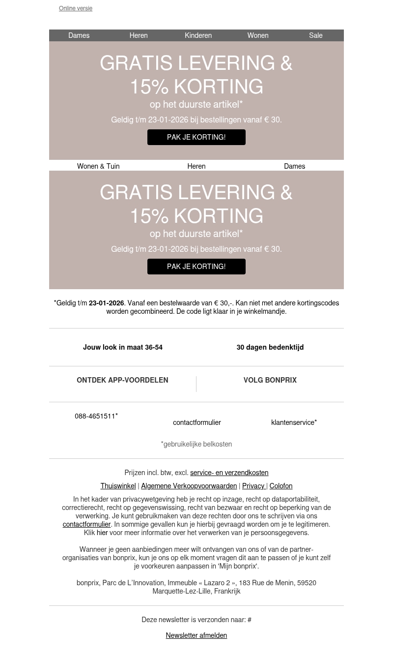 -15% op het duurste artikel ... -15% op het duurste artikel ...