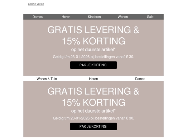 -15% op het duurste artikel ...