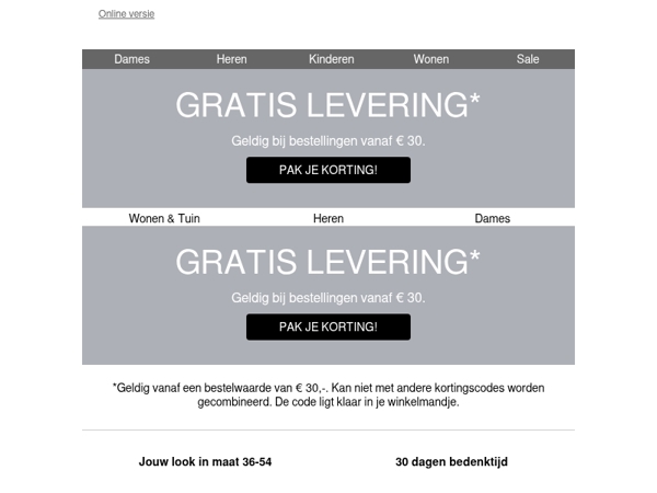 Speciaal voor jou: gratis levering!