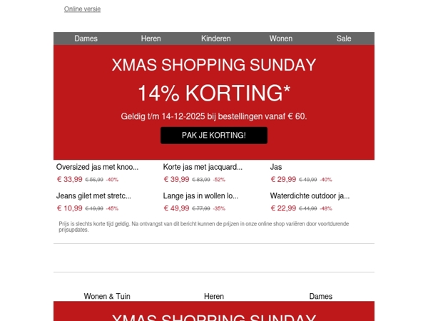 XMAS SHOPPING SUNDAY: 15% korting