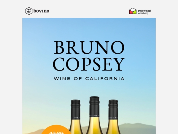 🇺🇸 Bruno Copsey California Chardonnay nu voor €9,60 per fles!