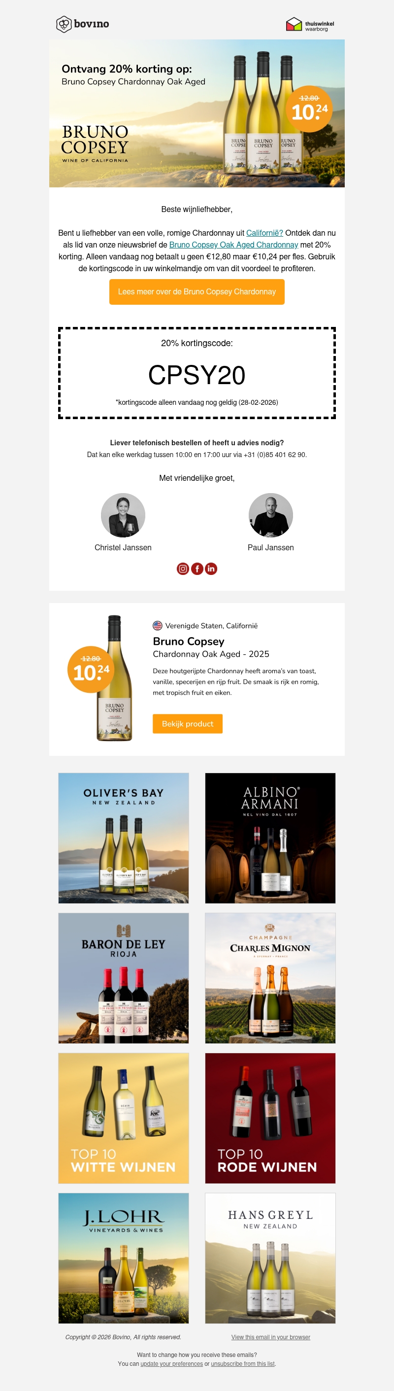 🇺🇸 Alleen vandaag nog: 20% korting op Bruno Copsey Chardonnay 🇺🇸 Alleen vandaag nog: 20% korting op Bruno Copsey Chardonnay