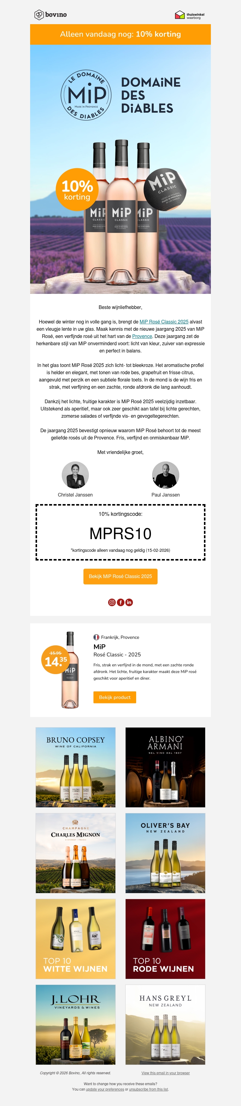 🔔 Alleen vandaag nog: 10% korting op MiP Rosé Classic 2025 🔔 Alleen vandaag nog: 10% korting op MiP Rosé Classic 2025