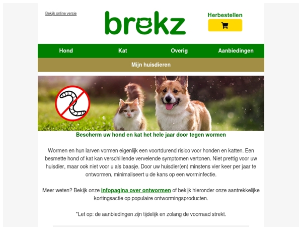 Bescherm uw hond en kat tegen wormen