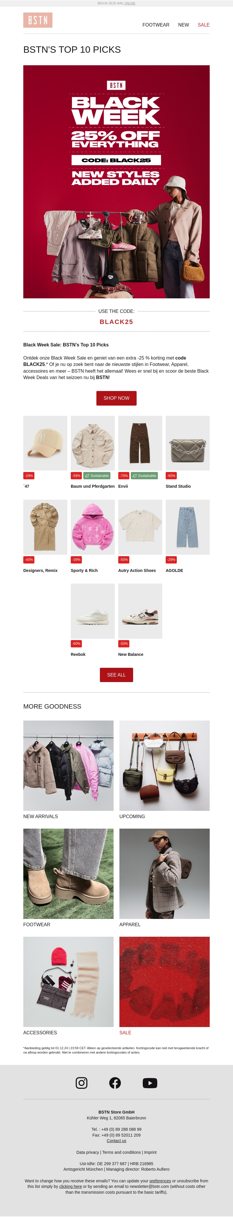 BSTN’s Top 10 Black Week Deals: -25 % op alles! BSTN’s Top 10 Black Week Deals: -25 % op alles!