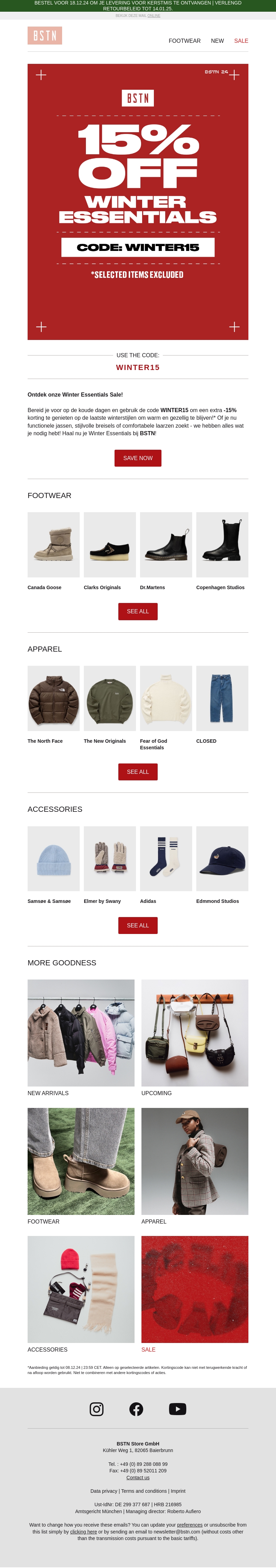 Winter Essentials Sale: Geniet van -15% korting op de nieuwste stijlen! ❄️ Winter Essentials Sale: Geniet van -15% korting op de nieuwste stijlen! ❄️