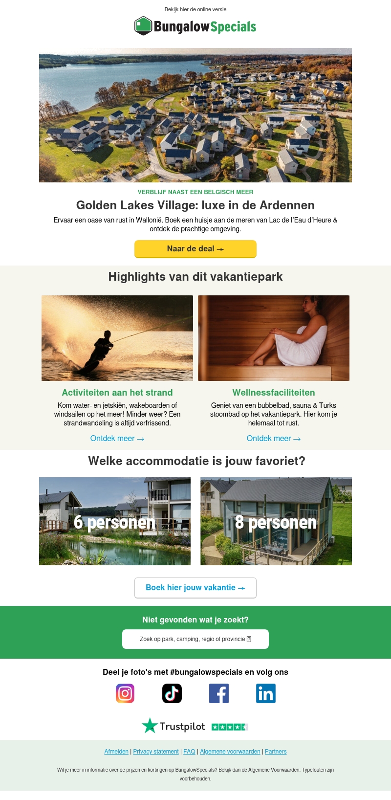 Golden Lakes Village: luxe in de Ardennen Golden Lakes Village: luxe in de Ardennen