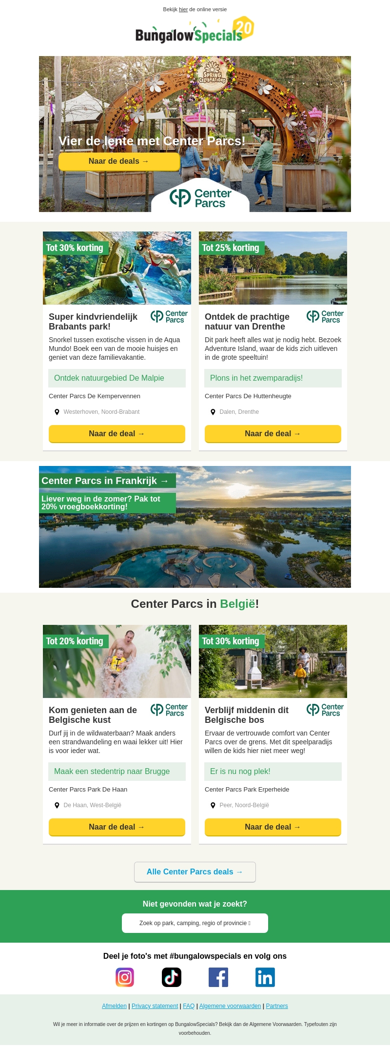 Center Parcs heeft lentedeals: korting tot 35%! Center Parcs heeft lentedeals: korting tot 35%!