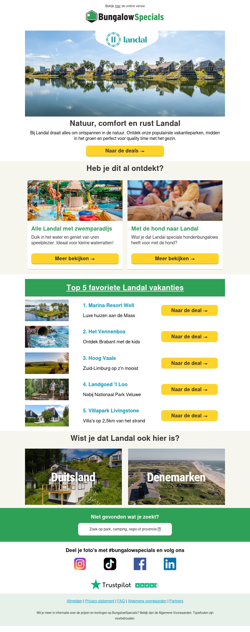 Ontdek de populairste Landal-parken Ontdek de populairste Landal-parken