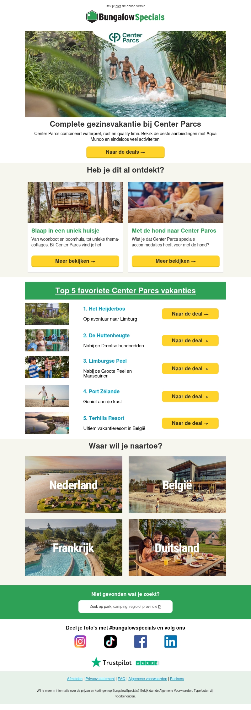Ontdek de populairste Center Parcs Ontdek de populairste Center Parcs