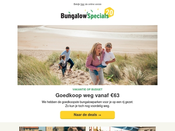 Je kunt al weg vanaf €63