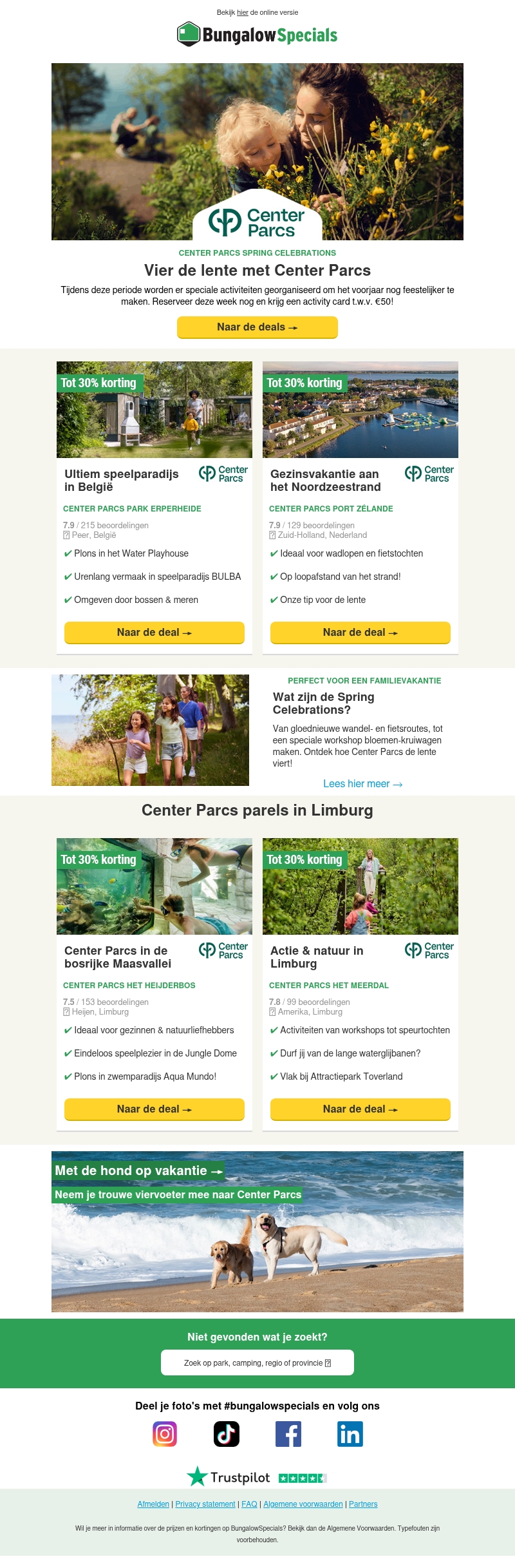 Center Parcs Spring Celebrations met 30% korting!π Center Parcs Spring Celebrations met 30% korting!π