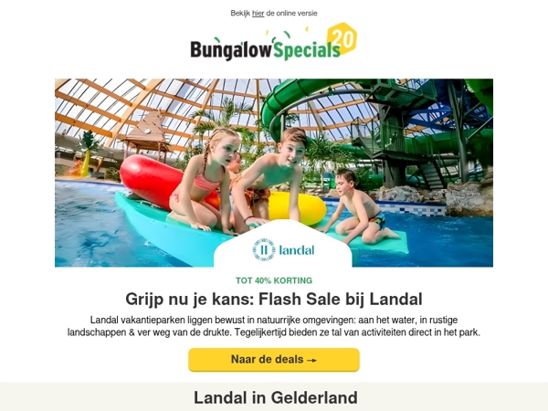 Flash Sale: 40% korting bij Landal