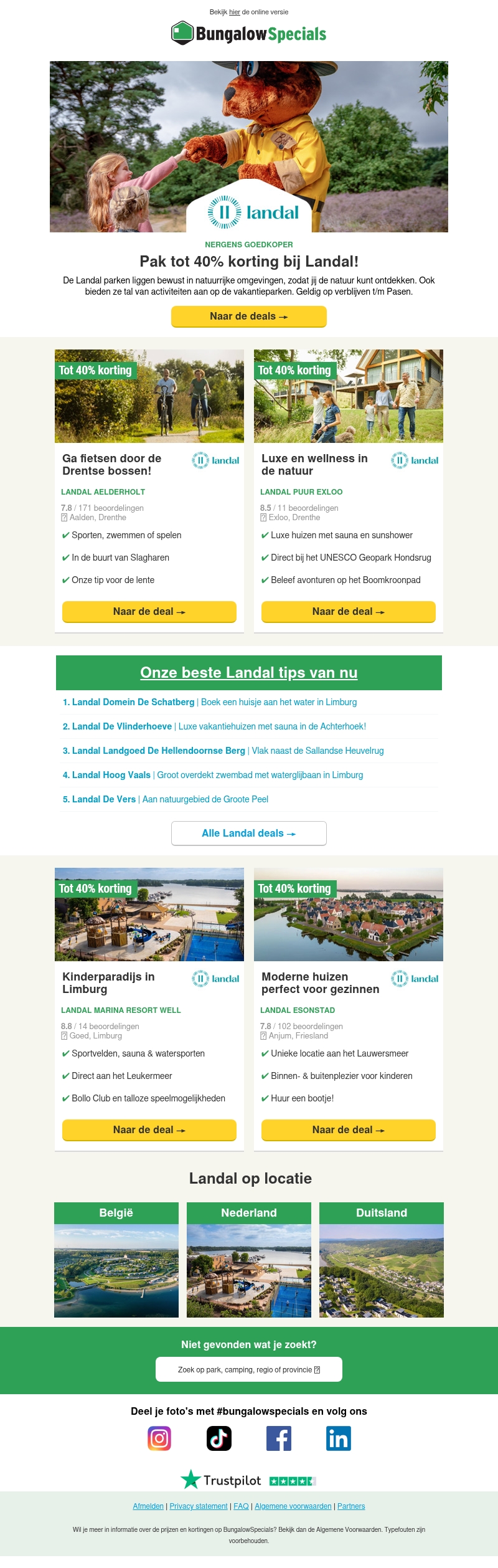 Exclusieve Landal deals: tot 40% korting! Exclusieve Landal deals: tot 40% korting!