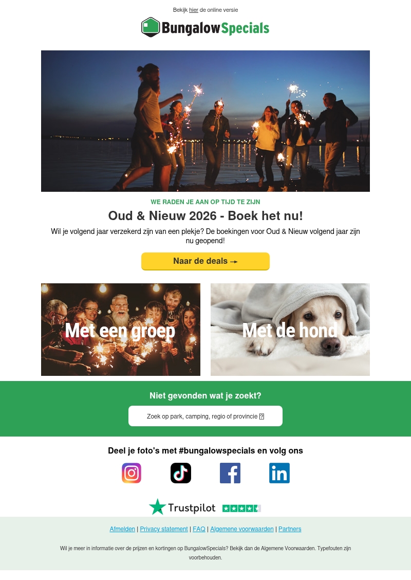 Nu te boeken: Oud & Nieuw volgend jaar Nu te boeken: Oud & Nieuw volgend jaar