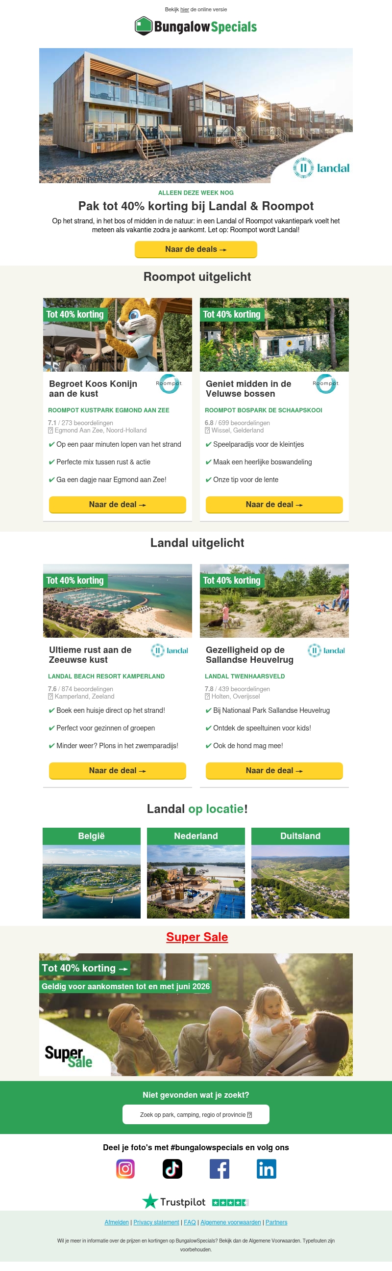 Tot 40% korting op Landal & Roompot 🔥 Tot 40% korting op Landal & Roompot 🔥