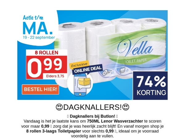 8 rollen Toiletpapier voor 0,99!👀