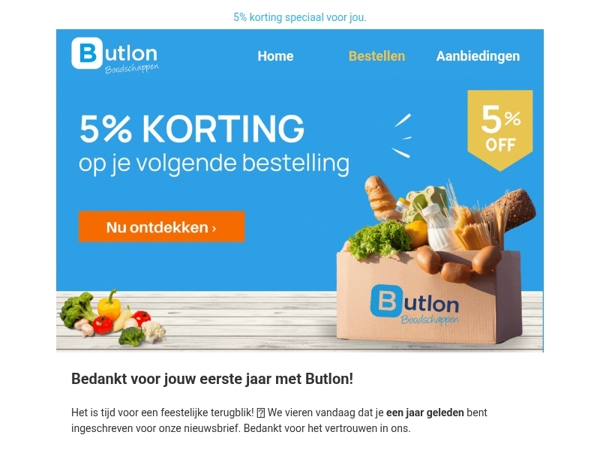 🎉 Jouw eerste jaar met Butlon - Bedankt!