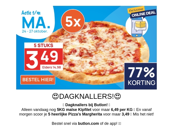 5 Pizza's voor maar 3,49!🍕
