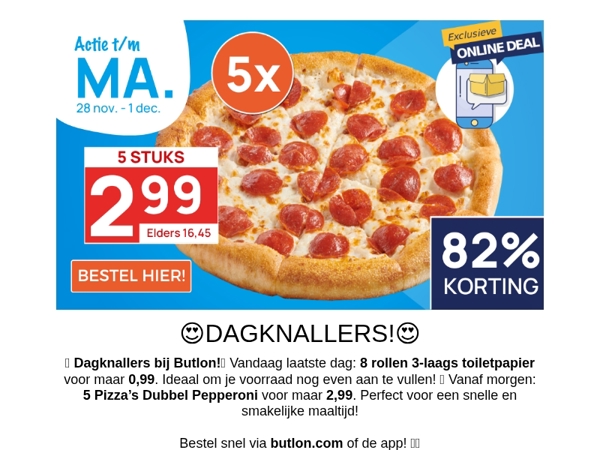 5 Pizza's voor 2,99!🍕