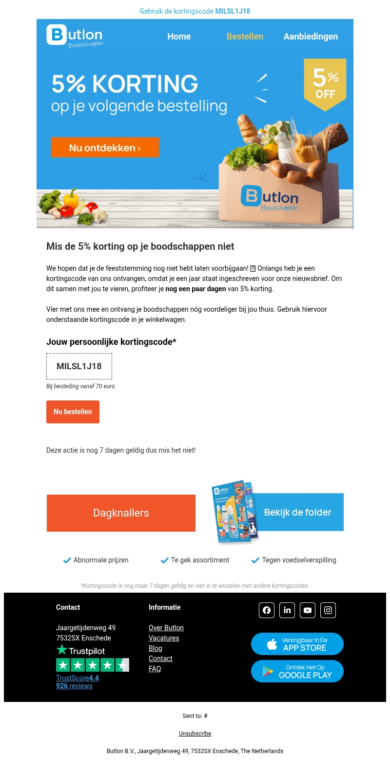 Mis de 5% korting op je boodschappen niet! Mis de 5% korting op je boodschappen niet!