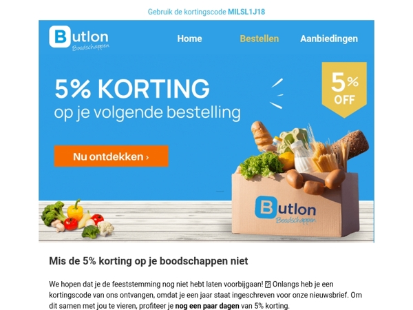 Mis de 5% korting op je boodschappen niet!