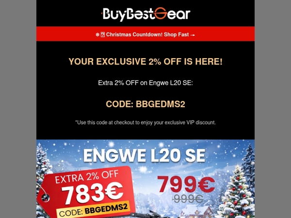 Your Reward: 2% Extra Xmas Off