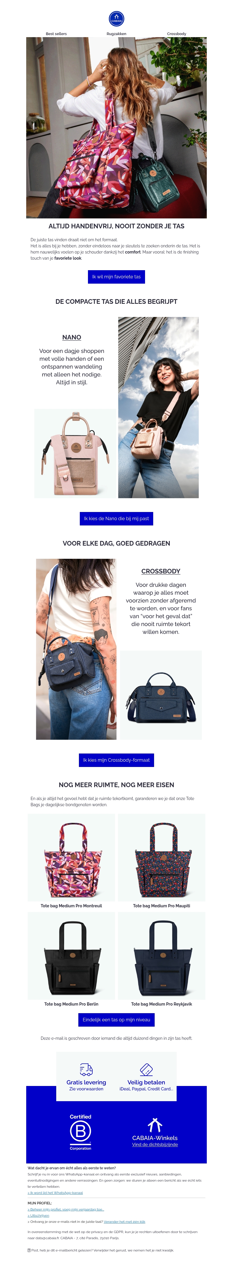 Een handsfree tas Een handsfree tas