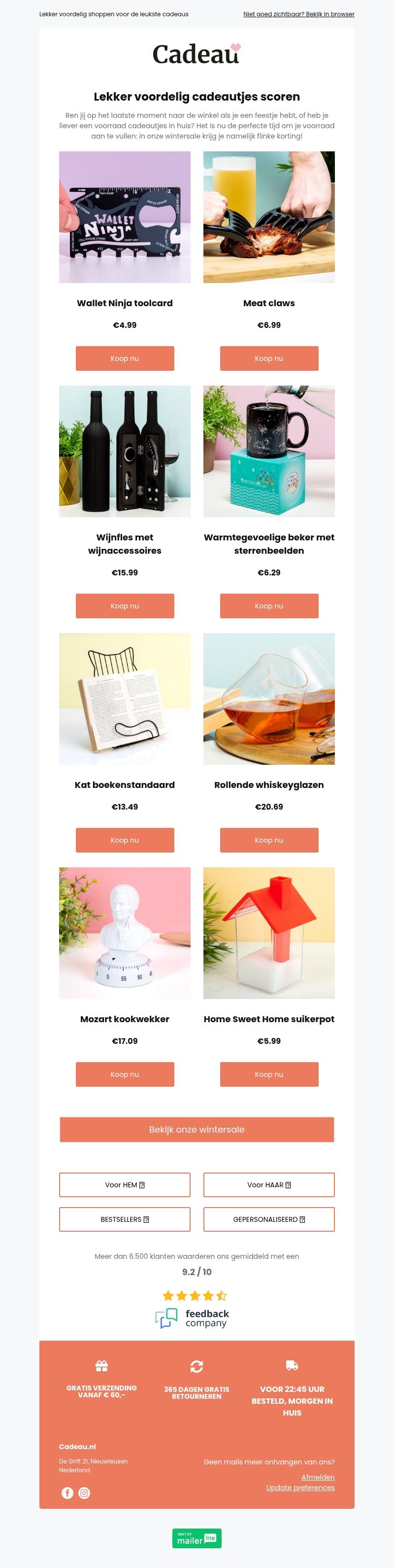 Sla goedkoop cadeautjes in in onze Wintersale! Sla goedkoop cadeautjes in in onze Wintersale!
