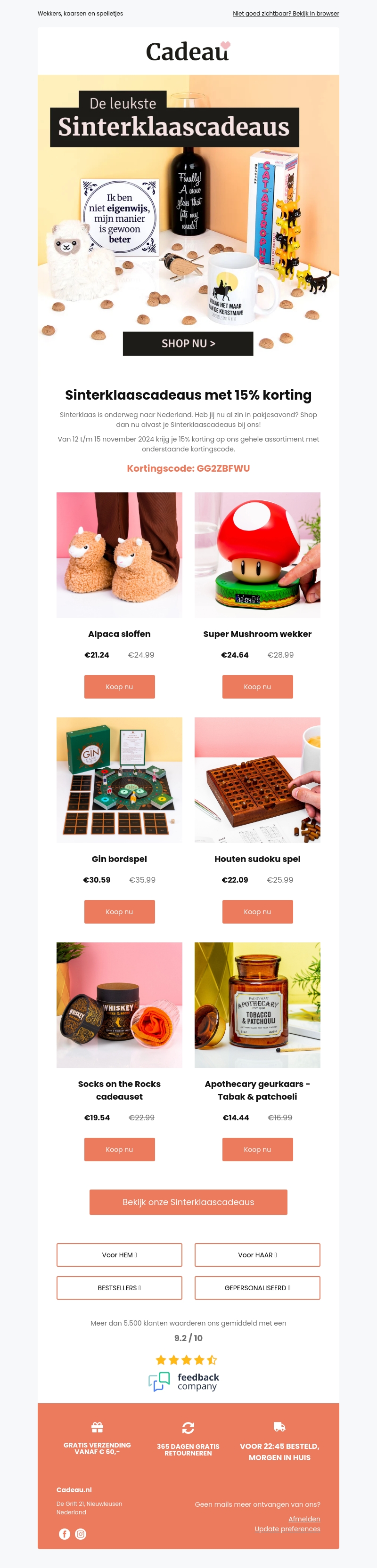 Sinterklaas is onderweg! Shop met 15% korting Sinterklaas is onderweg! Shop met 15% korting