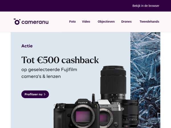 Tot €500 cashback op Fujifilm X-serie camera’s en objectieven!