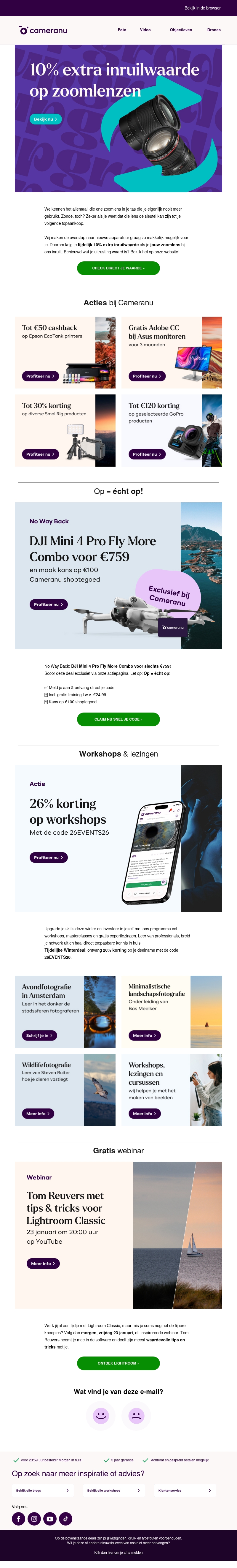 Tijdelijk: 10% extra inruilwaarde voor jouw oude lens! Tijdelijk: 10% extra inruilwaarde voor jouw oude lens!