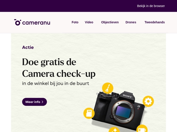 Is jouw camera nog in topvorm? Laat ’m gratis nakijken!